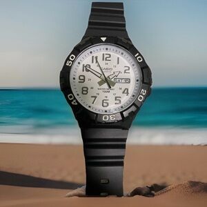 Casio MRW210H Men’s/Unisex Black Dive‑Style Analog Watch 10ATM Water Resistant